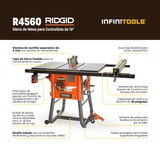 Sierra de Mesa para Contratista de 10" con Tapa de Hierro Fundido RIDGID R4560