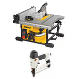 Sierra de mesa portatil de 8 1/4" y 15 Amp Dewalt DWE7485 + clavadora shop fox W1774 Cal 18