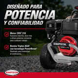 Hidrolavadora a gasolina SIMPSON Pro Series con bomba triplex AAA de 3500 PSI y 2.5 GPM