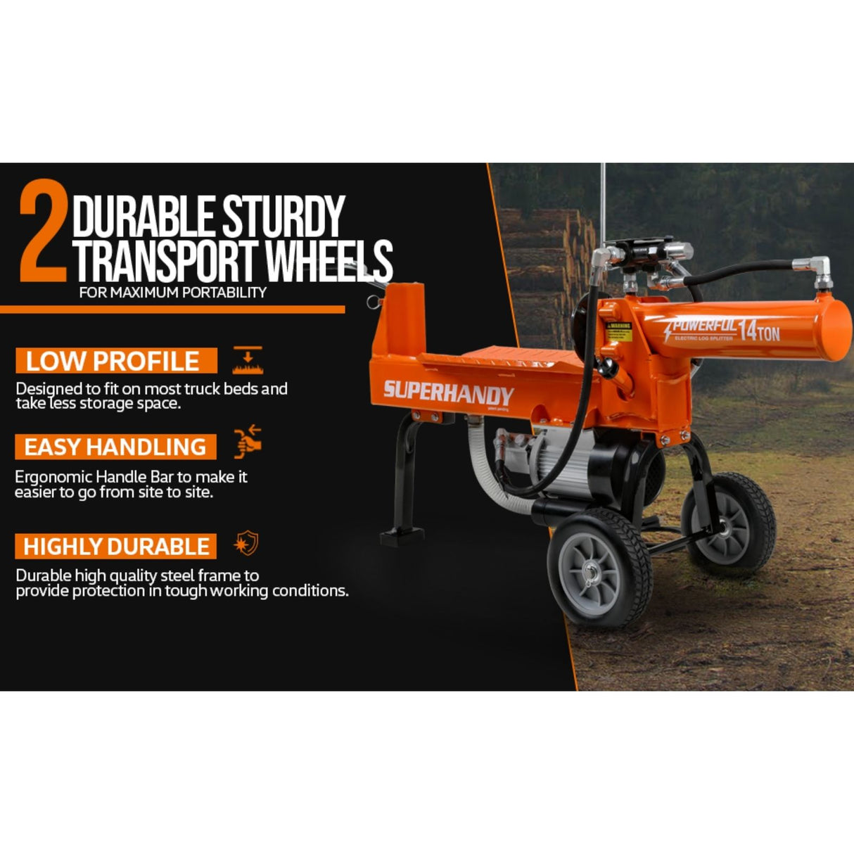 Cortadora de leña y troncos electrica de 14 ton y 2.5 hp Superhandy GUO084