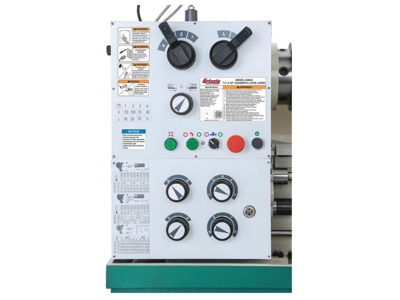 Torno para armería de metal de 14" x 40", 2-1/2 HP, con DRO Grizzly G0824