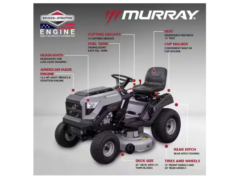 Tractor podador cortacesped de 42" motor Briggs & Stratton 13.5 hp Murray MT100