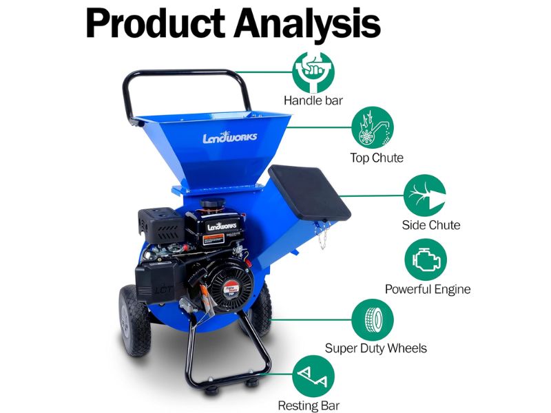 Trituradora de madera ramas astillas de servicio pesado con capacidad de 3" y 7 HP Landworks