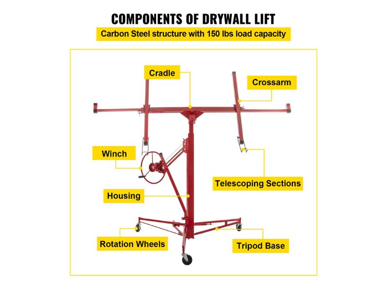 Elevador de hojas de tablaroca paneles de yeso drywall de 11 Ft 150 lbs Vevor