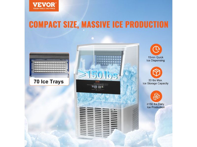 Máquina de hielo comercial de 70 kg/día - 150 lbs/24 hrs VEVOR SSX130