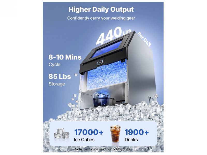 Maquina de hielo comercial de 440 lbs/200 kgs/dia Vevor