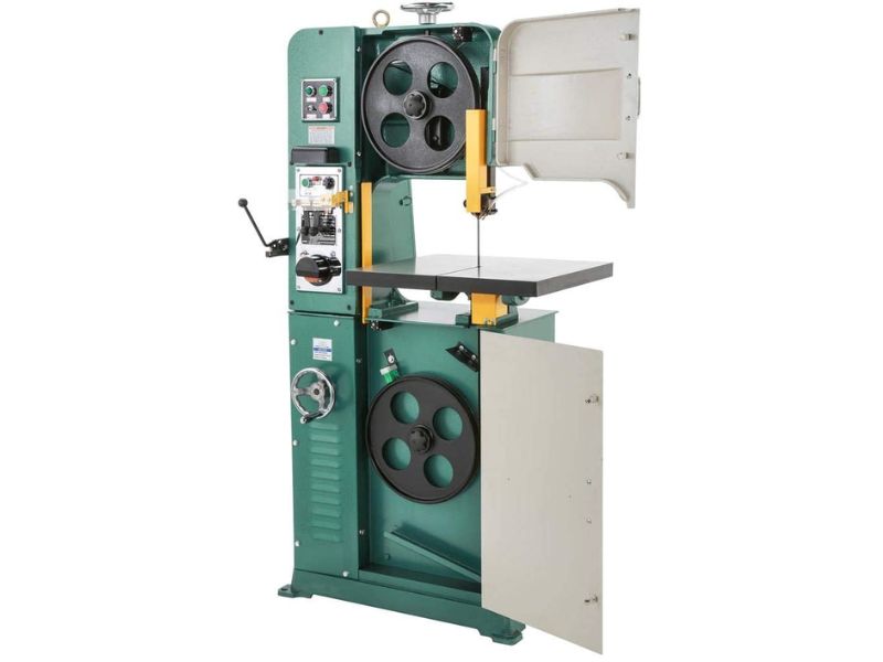 sierra de cinta vertical para corte de metal de velocidad variable de 14" y 1-1/2 hp grizzly g0806