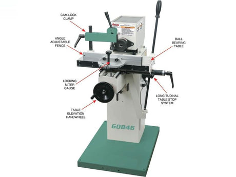 La escopleadora de ranura horizontal Grizzly G0846 incorpora un enrutador montado en su costado con la pieza de trabajo sujeta a una mesa deslizante de varios ejes. Úselo para cortar rápidamente mortajas para carpintería tradicional de mortaja y espiga o 'espiga suelta' y corte fácilmente mortajas en ángulo ya que no se requieren plantillas ni accesorios elaborados.