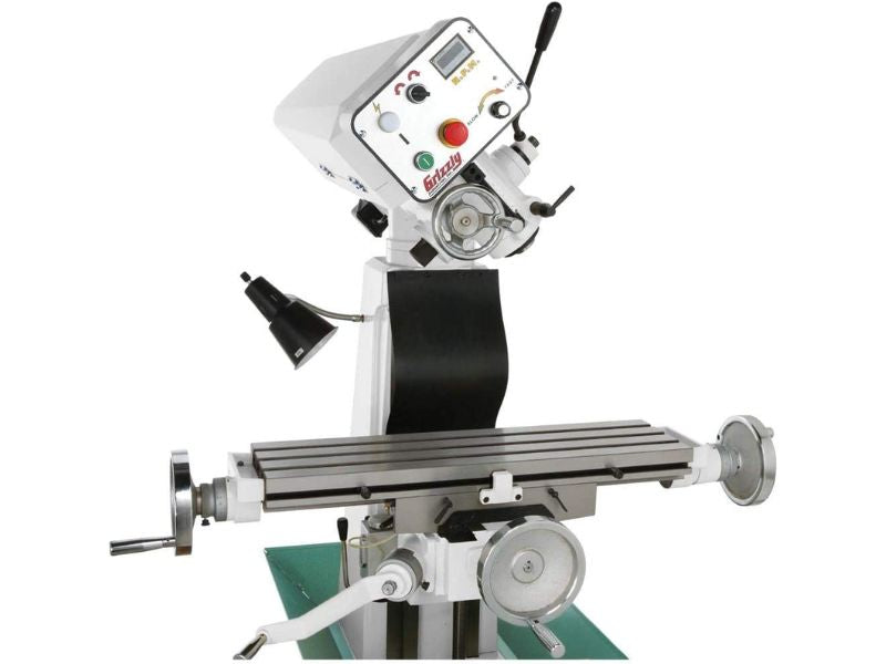 Control electrónico de velocidad variable del husillo interruptor de marcha atrás Topes de carrera ajustables en X e Y Asas de seguridad plegables Lubricación de una sola vez cabeza inclinable