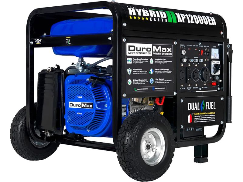 Generador dual a gasolina y gas propano de 12000 Watts - 12 Kw de DuroMax XP12000EH