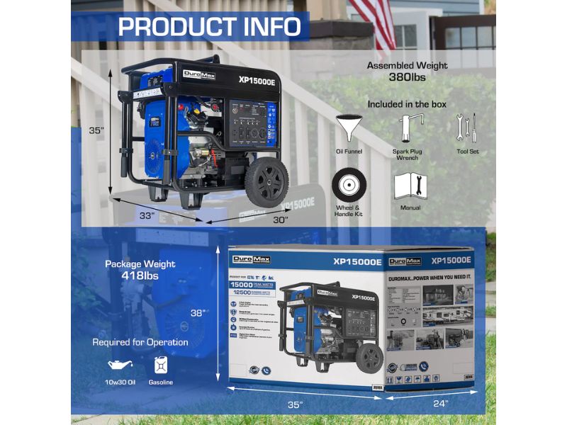 Generador portátil a gasolina de 15000 Watts  - 15 KW DuroMax XP15000E