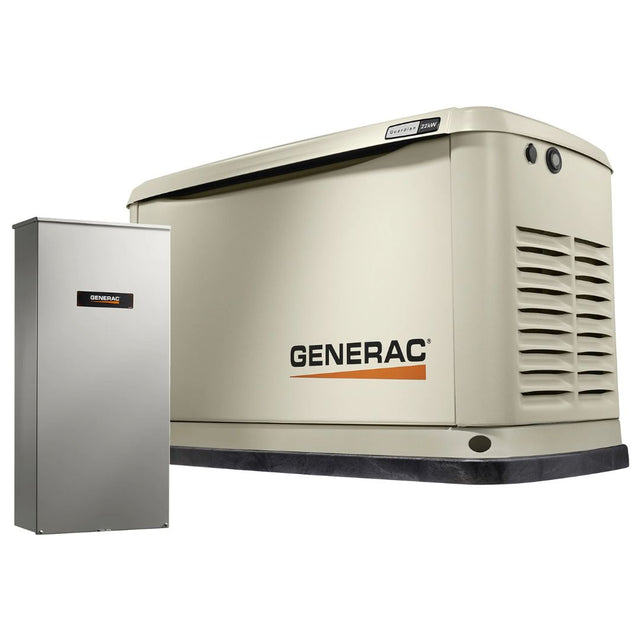 El generador de respaldo de 22kW de la serie Guardian de Generac, uno de los generadores enfriados por aire más potentes del mercado, brinda a los propietarios de viviendas y negocios el mejor valor por kilovatio disponible en el mercado actual. Conectado a su suministro de combustible de gas natural o LP existente