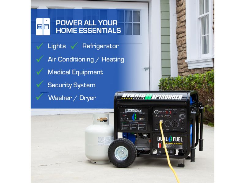 Encienda toda su casa Con 13,000 vatios de potencia, el generador de combustible dual XP13000EH mantendrá toda su casa funcionando durante una tormenta o un corte de energía.
