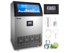 maquina de hielo comercial 120kg/24h  almacenamiento 55 lbs maquina de hielo comercial 265 lbs/24h vevor