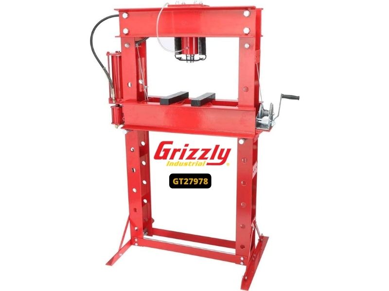 prensa hidráulica/neumática de 50 toneladas grizzly t27978-prensa hidraulica/neumatica con manometro