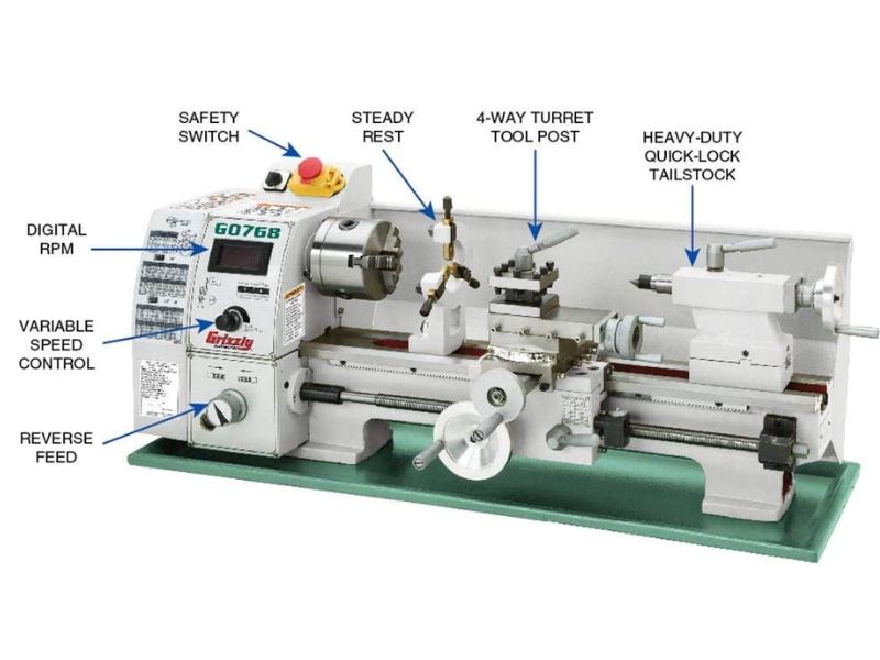 Torno para metal de banco de 8" x 16" de velocidad variable Grizzly G0768
