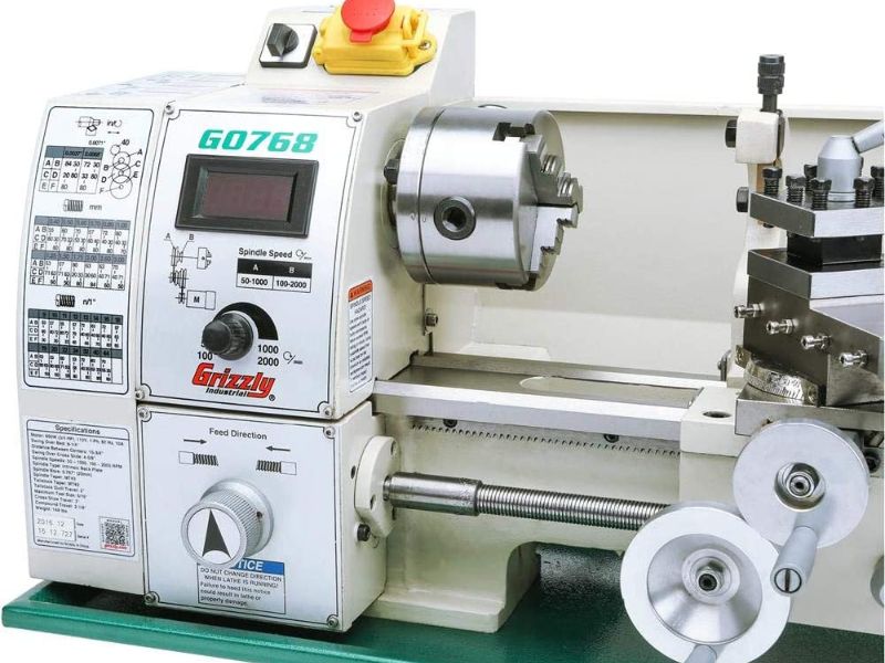 Torno para metal de banco de 8" x 16" de velocidad variable Grizzly G0768